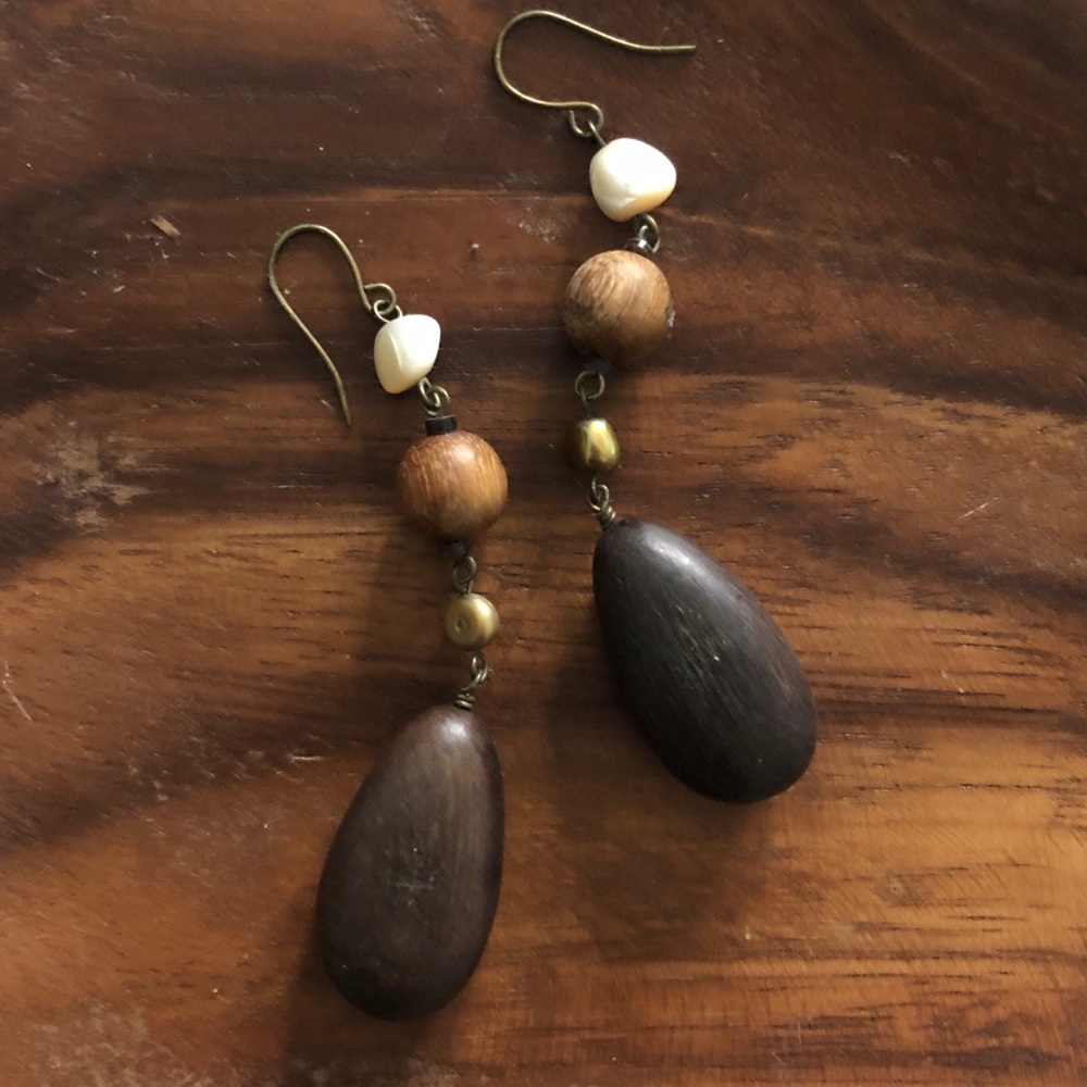 Wood bead earrings